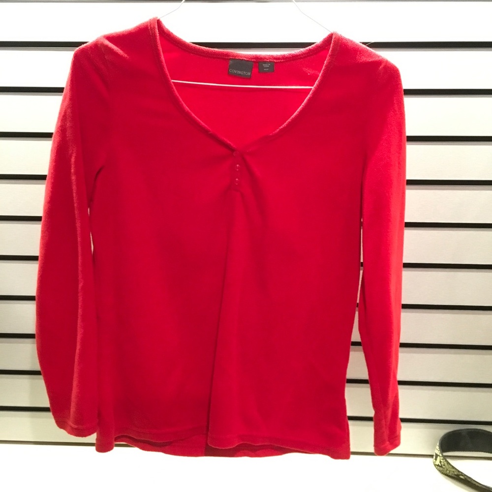 Covington Red Fleece Sweater/Shirt Sz M